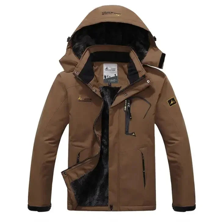 Winter Men's Parka Outdoor Lining Fleece-lined Thickened Windproof Warm Mountaineering Hooded Jacket Cold-resistant Ski Suit 6XL