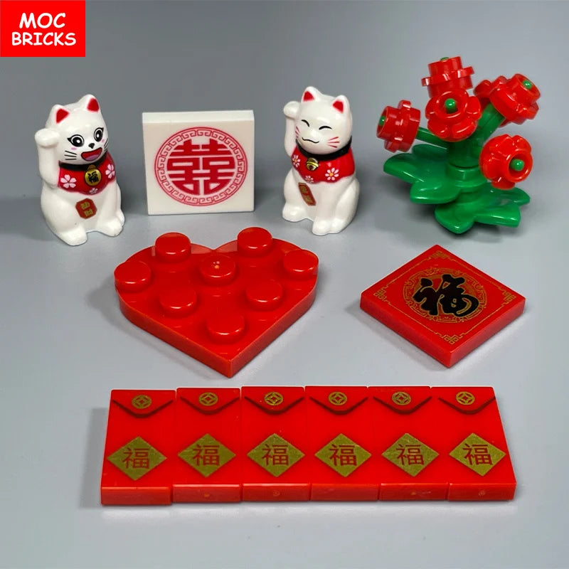 MOC Bricks Figure bracelet diamon bride groom Marriage Marry wedding Chain Building Blocks Assembled Kids Friends Toys Gift