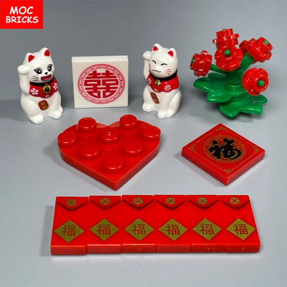 MOC Bricks Figure bracelet diamon bride groom Marriage Marry wedding Chain Building Blocks Assembled Kids Friends Toys Gift