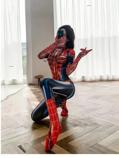 Sexy Black Cat Superhero Cosplay Costume For Spider Women Halloween Costume Christmas Tight 3d Printing Jumpuit Bodysuit Toys