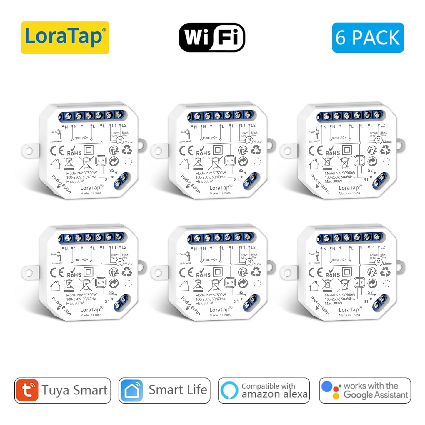 LoraTap Tuya Smart Life Roller Shutter Blinds Switch Relay Module Percentage Timer Remote Control Google Assistant Alexa