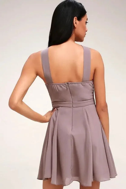 Women Sleeveless Backless Sexy Club Mini Dress 2024 Summer Party Strappy Back Zipper Solid Shift Halter Short Dresses