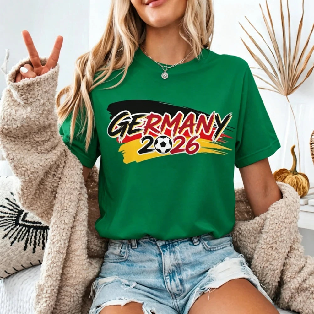 Germany 2026 Soccer Shirt German Football Fan Shirt Soccer Party Supplies Casual Daily Wear Men Women Fashion Summer Cotton Tops