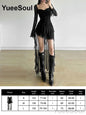 Halloween Gothic Grunge Punk Women Dress Long Sleeve Lace Slim Black Dresses 2025 New Y2K Harajuku Lolita Fairy Core Party Dress