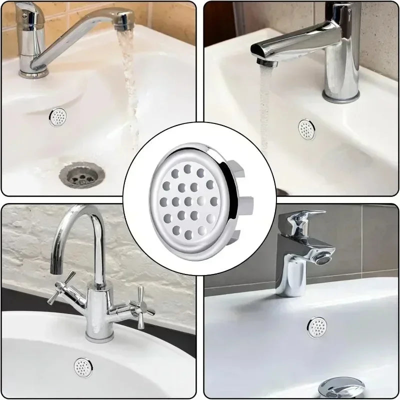 24/1Pcs Faucet Wash Basin Overflow Ring Sink Overflow Cover Home Kitchen Bathroom Basin Trim Bath Sink Round Hollow Ring Plug