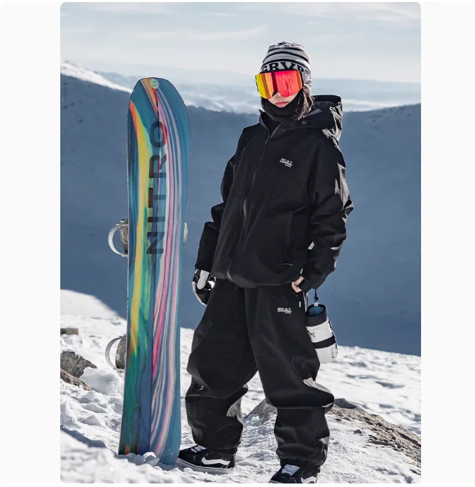 John snow 2024 New Male female couple Single and double board Ski suit set Loose type waterproof keep warm Ski pants ski jackets