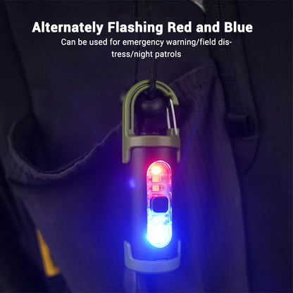 Mini Portable Keychain Flashlight Multifunction COB Work Light 6 Modes Emergency Rechargeable Light for Walking Searching Hiking