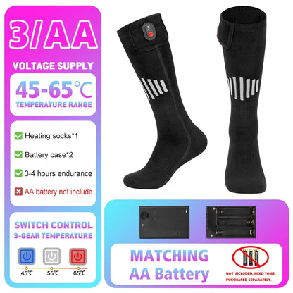 Winter Heated Sock Rechargeable Battery Stocking Men Women Electric Heating Ski Socks Sports Thermal Warmer Foot