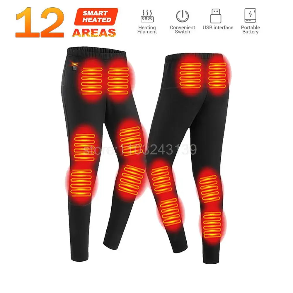 Winter Heated Thermal Underwear Men Heating Jacket Skiwear Heated Jacket Fleece Warm Top Pants USB Electric Heating Clothing