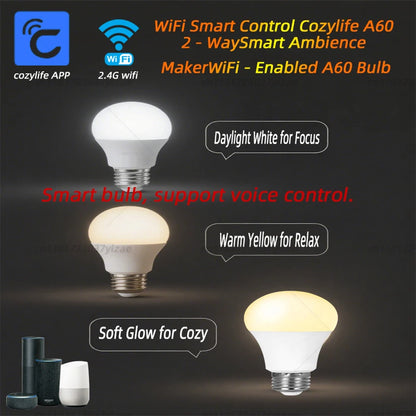Cozylife Wifi Smart Light Bulb LED CW Lamp 110V 220V Smart Light Bulbs LedLamps For Google Alexa Alice Voice Control Cold War
