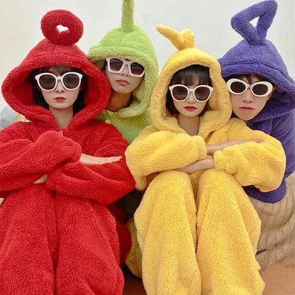 Adult Kids Costume Home 4 Colors Funny Tinky Winky Anime Tele baby tubbies Laa-Laa Po Soft Long Sleeves Piece Pajamas Costume