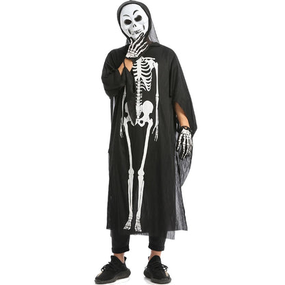 Halloween Scary Skeleton Ghost Cosplay Costume Masks Gloves Costume Suit Masquerade Carnival Horror Clothes for Adults Kids