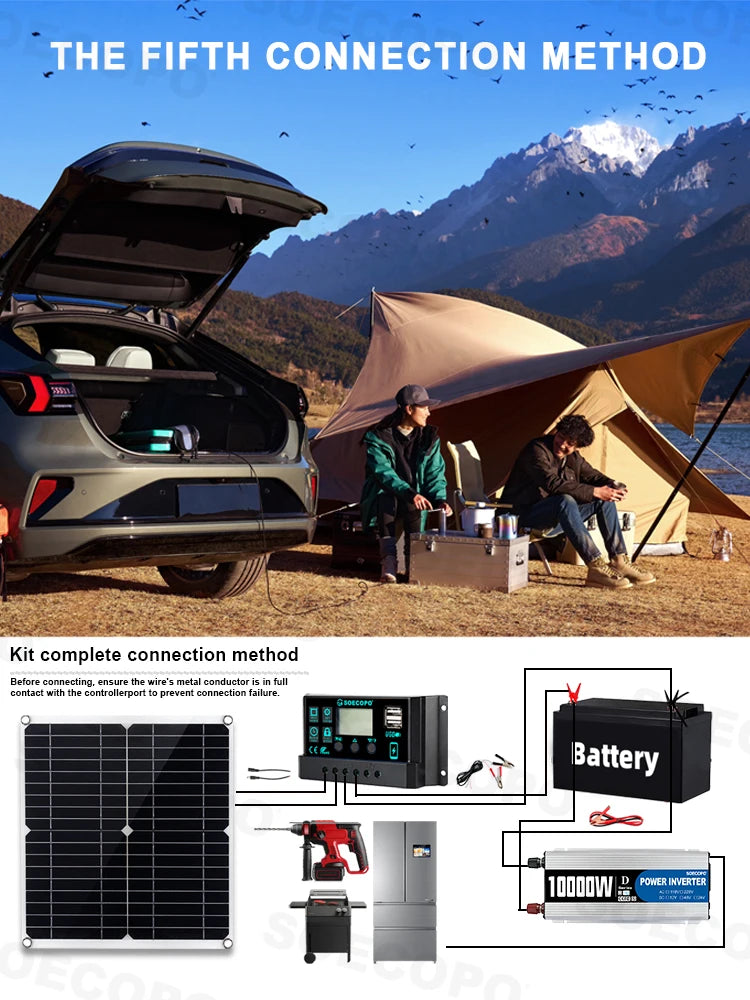 10000W Complete Solar Power Kit | 300W Panel + 100A Controller + 10000W Inverter 12V to 110V/220V Emergency Backup for Home,RV