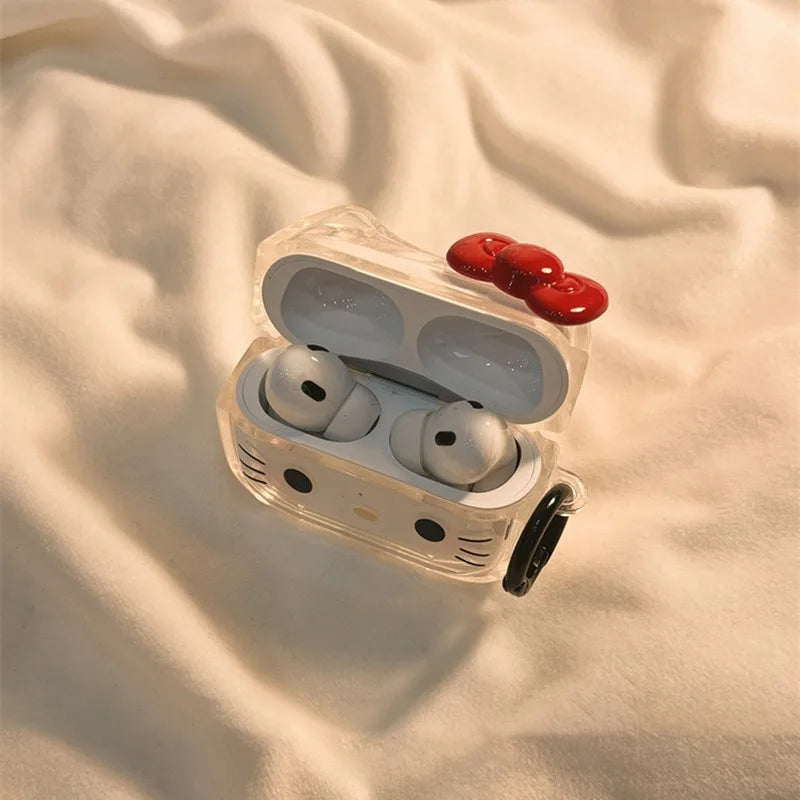 Sanrio Hello Kitty Earphone Case for AirPods 3 4 Pro Cartoon Transparent Soft Shell for AirPods 1 2 Headphone Protective Shell
