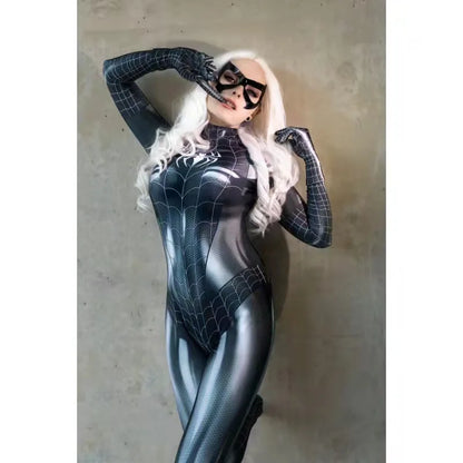 Superhero Female Spider Man Tight Fitting MJ Black Spider Sexy Cosplay Costume Jumpsuit Halloween Cosplay Costume