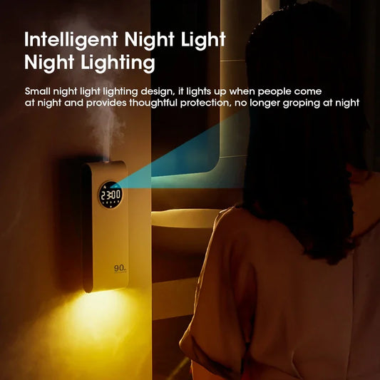 Automatic Sensor Aromatherapy Machine Wall-Mounted Fragrance Usb Rechargeable Deodorant Home Fragrance With Clock FunctionUltrasonic DiffusersGoWisse.com