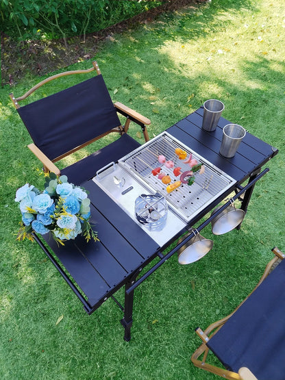 Lohascamping Camping Table IGT Folding multifunctional IGT table Full set roll Brazier table adjustable Desktop burner bbq table