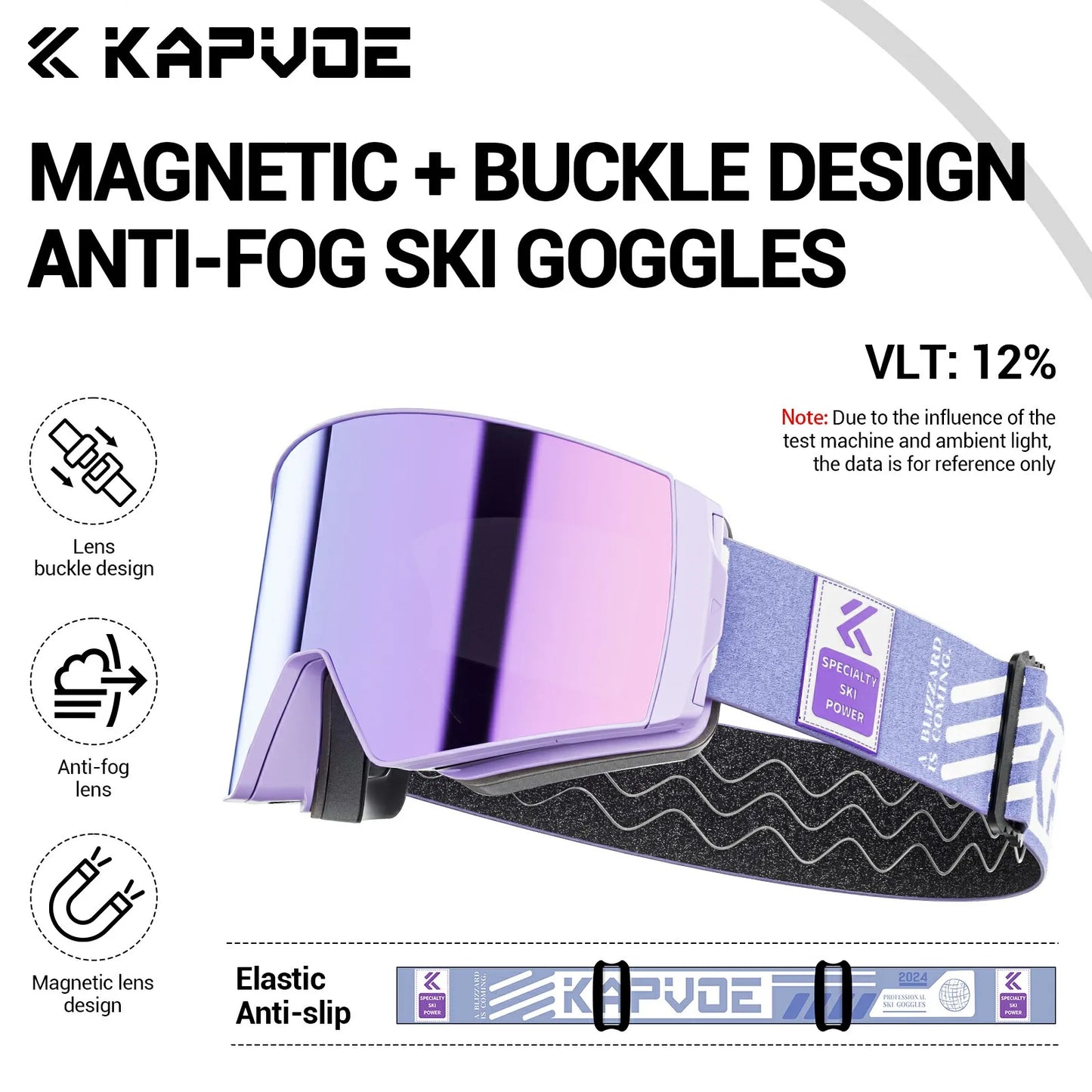 KAPVOE New Outdoor Photochromic Ski Goggles Winter Snow Sports for Unisex Snow Glasses UV400 Anti-fog Magnetic Snowboard Glasses