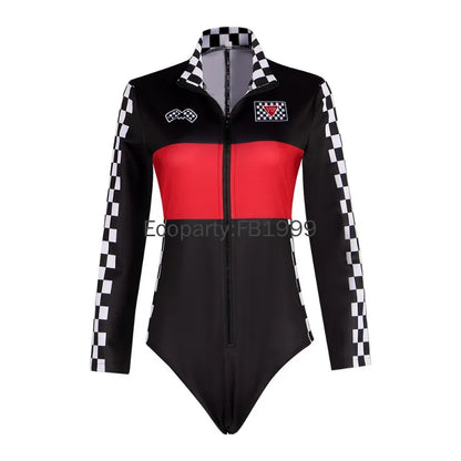 Women Racer Cosplay Costume Fashion Sexy Racing Queen Cosplay Uniform Suit One-Piece Training Racing Jumpsuits Halloween Costume
