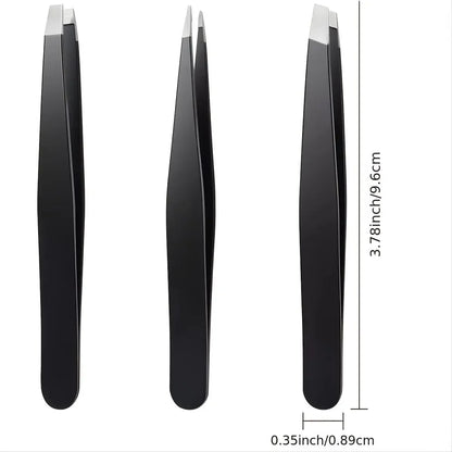 3pcs Premium Stainless Steel Eyebrow Tweezers Set  Precision Sharp Tip Tweezers for Body Ingrown and Facial Hair Removal