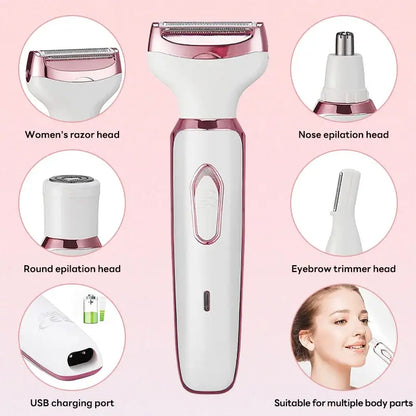 Women Hair Razor,4 In 1, Rechargeable, Face, Leg, Armpi,Bikini, Pubic.