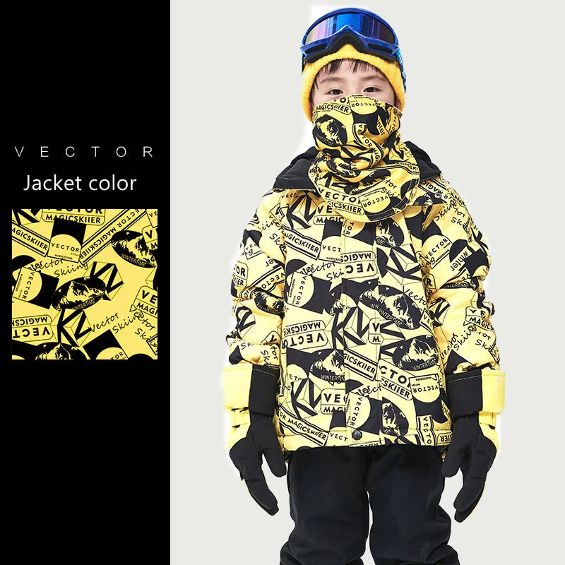 Waterproof Ski Jackets for Children Skiing Snowboarding Jacket Ski Pants Boys Winter Outdoor Ski Jacket Snow Pants -20-30 deg