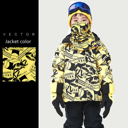 Waterproof Ski Jackets for Children Skiing Snowboarding Jacket Ski Pants Boys Winter Outdoor Ski Jacket Snow Pants -20-30 deg