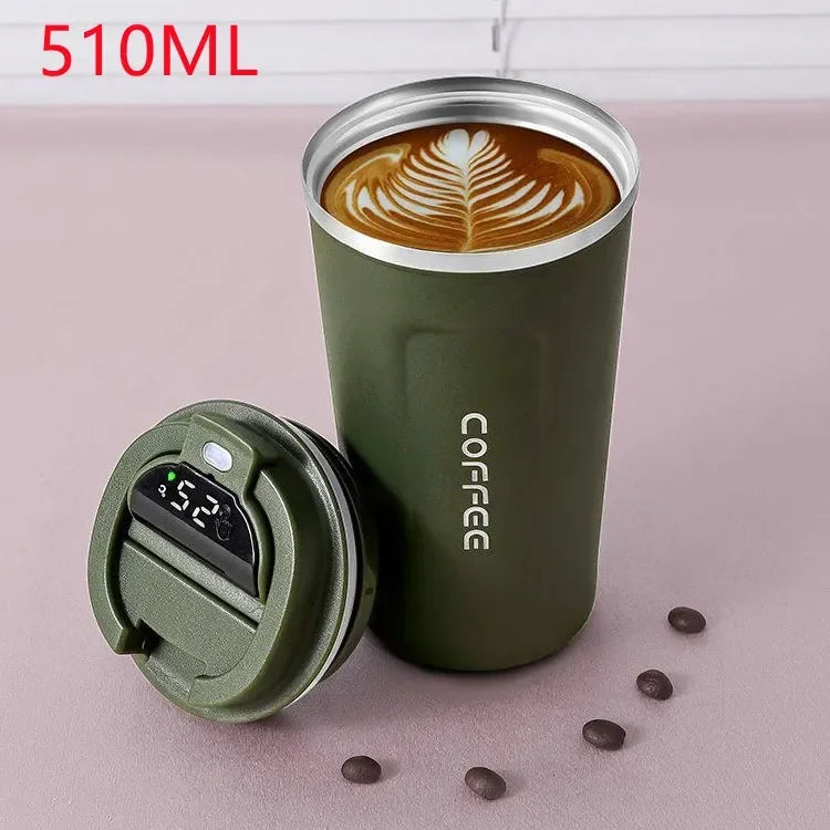 510ml Thermos Coffee Mug Stainless Steel Coffee Cup Temperature Display Vacuum Flask Thermal Tumbler Insulated Cup Water Bottle