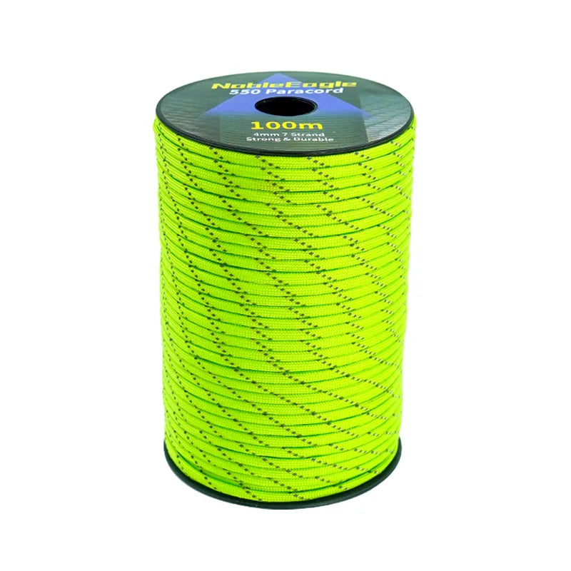 Reflective Paracord Rope, Military, 7 Strand, 4mm, 550 Tactical Parachute Cord, Camping Tent, Lanyard, DIY Bracelet Weaving Rope