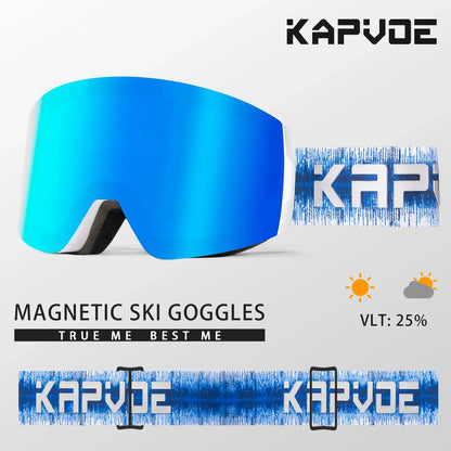 Kapvoe Photochromic Ski Goggles Magnetic Anti-Fog Lenses UV400 Protection Men Women Ski Goggles Winter Sports Eyewear