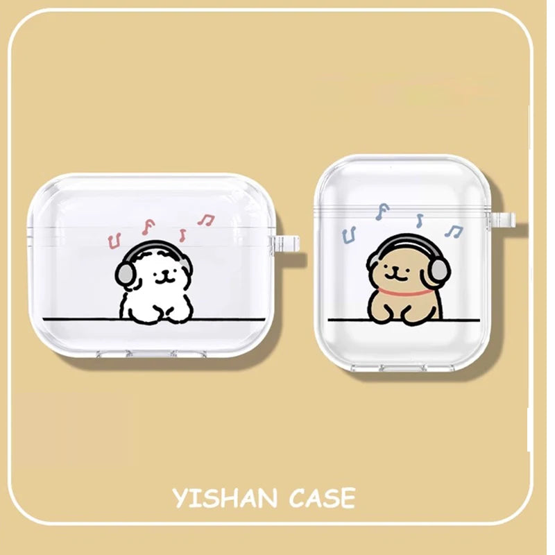 Cute Puppy Pattern Dog Earphone Cases for Apple AirPods4 1/ 2/ 3/ Pro Protective Cover Headphone Accessorie Protective Box
