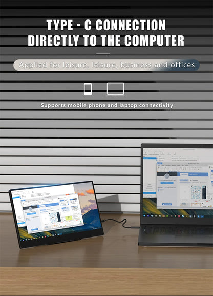 MUCAI N140-S36 Portable Display 14 Inch 60Hz Resolution 1366*768 TN Panel 250cd/㎡ Brightness 3ms Response Portable MonitorComputer MonitorsGoWisse.com