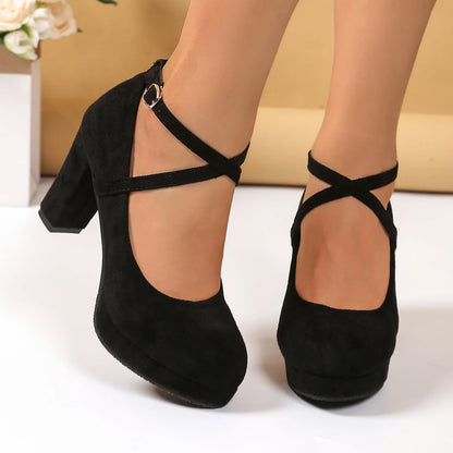 Women High Heels Mary Jane Shoes Strap Black Party Wedding Office Shoes Female Elegant Luxury Big Size Pumps Zapatos De Mujer