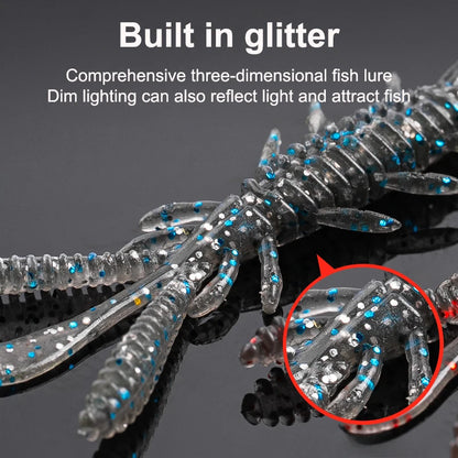 15PCS Floating Soft Shrimp Fishing Bait 5/6/7CM NED Rig Wobbler Shrimp Swim Lure Jig Salt Silicone Swimbait with Fish Attractant