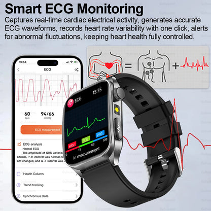 2025 New Mcro Phsical Examination 650nm Laser Therapy ECG Urci Acid Blood Fat Smart Watch Men Blood Pressure Heart Rate Bracelet