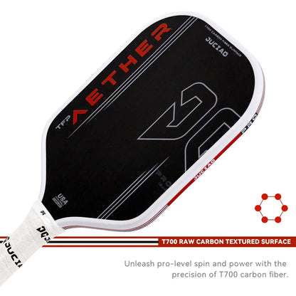 JUCiAO Gen4 Thermoformed T700 Raw Carbon Fiber Pickleball Paddle For Power & Spin (16MM)