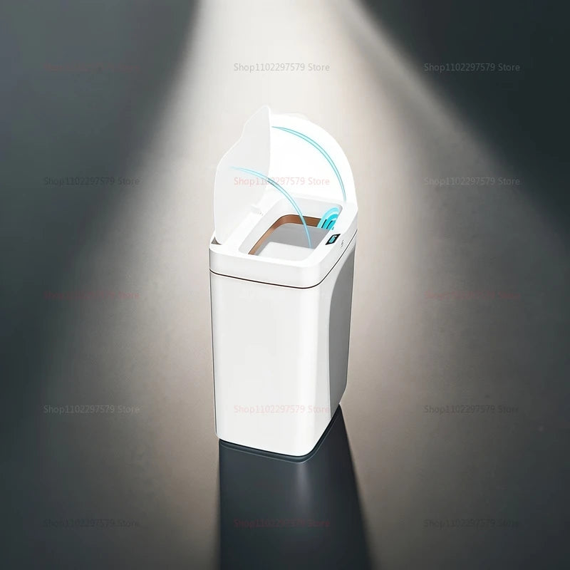 15L contactless smart sensor trash can automatically bag electronic waste trash can touchless bathroom kitchen white smart home