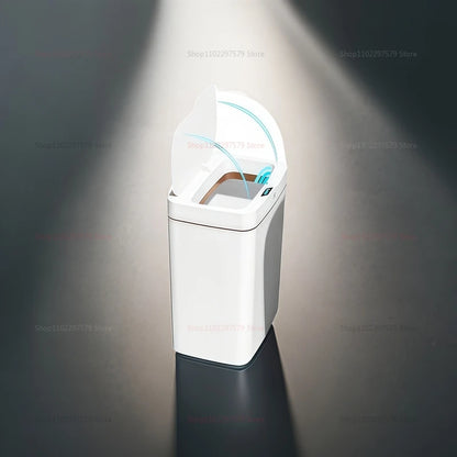 15L contactless smart sensor trash can automatically bag electronic waste trash can touchless bathroom kitchen white smart home