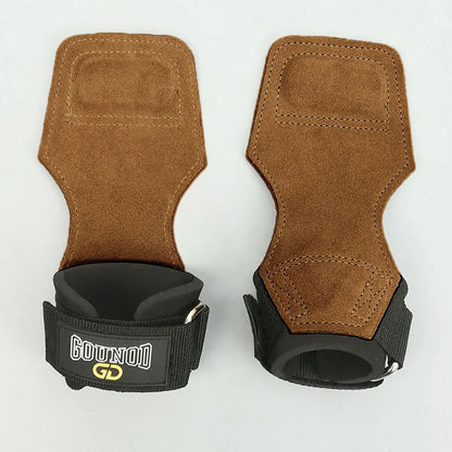 Wrist Straps for Weightlifting Double Layers Cow Leather Gloves Women Men Deadlift Maximum Grip Support Bench Press Pull-up F18