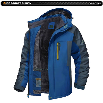 9XL New Winter Men Outwear Fleece Warm Removable Hooded Jacket Men Outdoor Skiing Windbreaker Waterproof Casual Jacket Coat Male