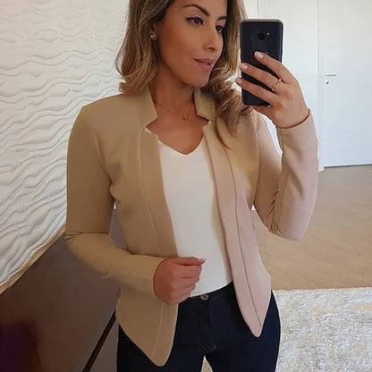 Women Thin White Blazers Spring 2025 Female Summer Blazer Long Sleeve Open Stitch OL Womens Slim Coats Femme Ladies Black Tops
