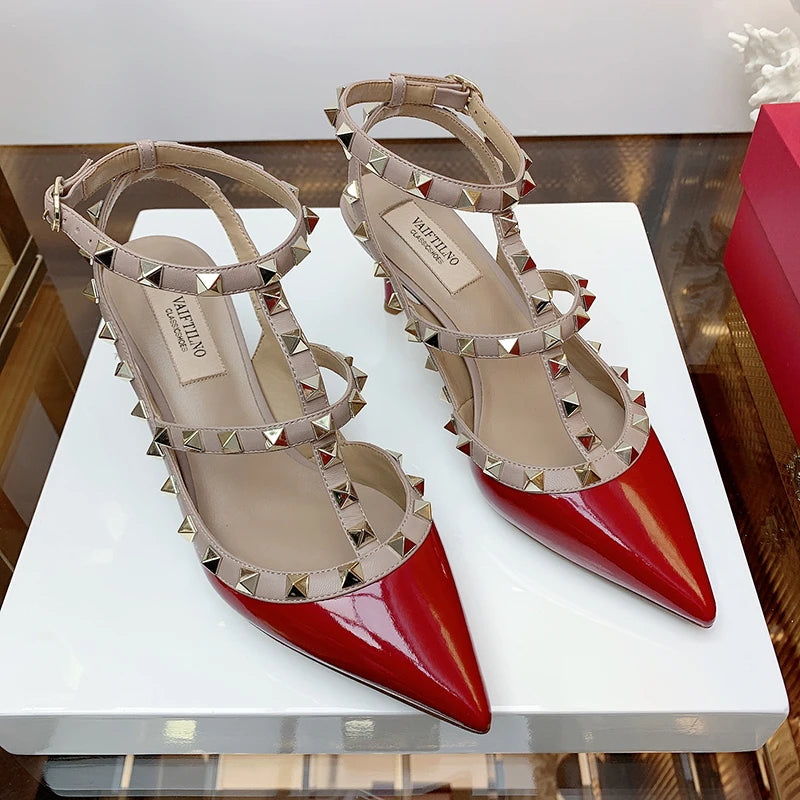 Luxury Women's sandals Summer Gladiator Sandals With Ankle Strap Fashion elegant Classics Rivet High Heels Party Ladies shoes