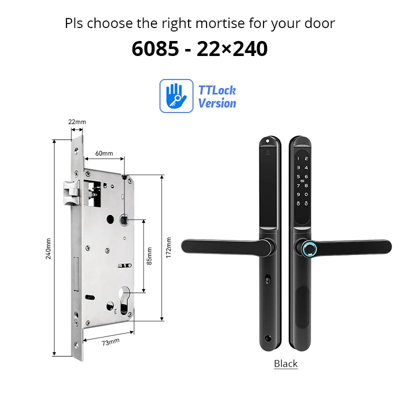 Waterproof TTLock Outdoor Gate Fingerprint Bluetooth APP RFID Code Keyless Electronic Smart Door Lock for Glass Aluminum Sliding