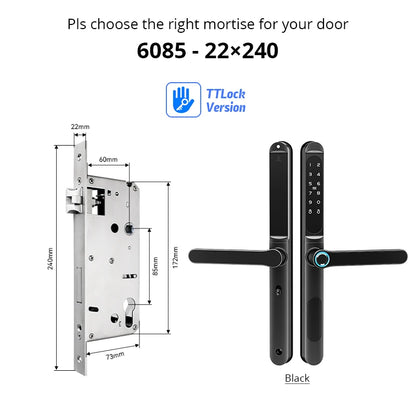Waterproof TTLock Outdoor Gate Fingerprint Bluetooth APP RFID Code Keyless Electronic Smart Door Lock for Glass Aluminum Sliding