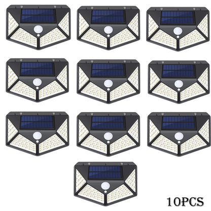 1-12 Pack Solar Lights Outdoor 100 LED Wall Lamp Motion Sensor Lights Waterproof Solar Street Light for Garden Porch Yard Garage