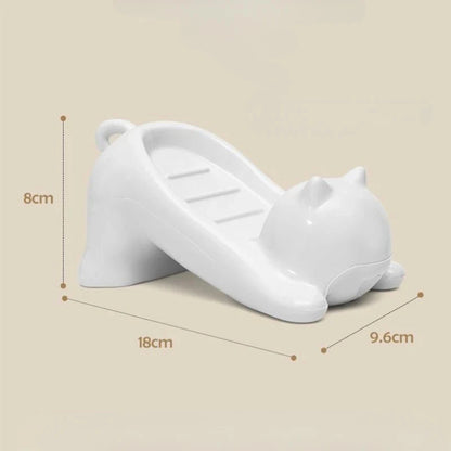 Kawaii White Cat Soap Drain Rack Kitchen Sponge Storage Rack Bathroom Soap Holder Non-slip Container Cute Home Organizer