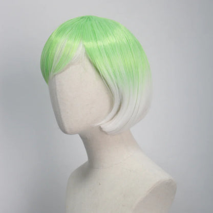Colorful Gradient Wave Head Synthetic Wig for Women Anime Party Cosplay Birthday Party Wig with Bangs