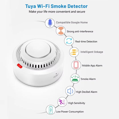 Tuya Smart WiFi Smoke Sensor Fire Protection Smoke Detector 85dB Sound Security System Firefighters Smartlife APP ControlSmoke DetectorsGoWisse.com