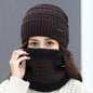 Men Women Winter Beanie Hat Scarf Casual Thermal Fleece Knitted Hat Soft Warm Balaclava Wool Neck Warmer Scarf Cap