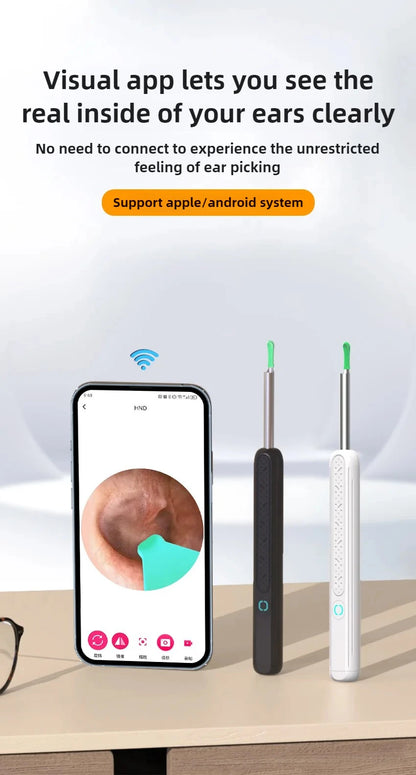 1-9pcs/Set Visual Ear Cleaner with Camera Ear Sticks USB Charging Ear Wax Removal Tool WIFI Connection 6 LED Lights Earpick